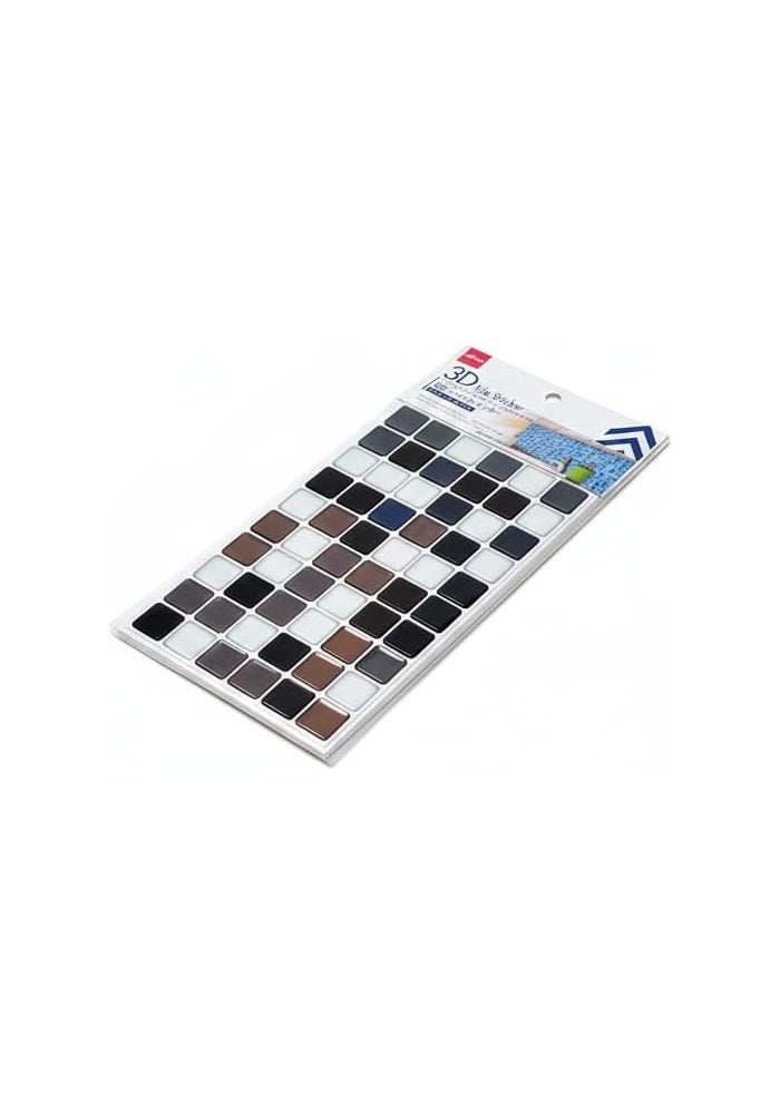 DAISO 3-D Tile Stickers | Black & White Decorative Wall Decals | Waterproof Self-Adhesive Tiles - Image 2